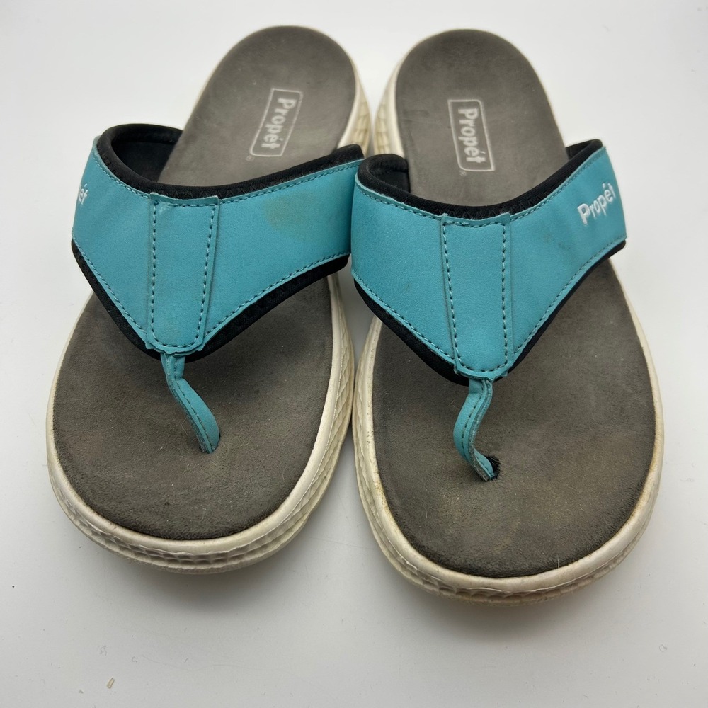 Propet WST001P Teal Blue Thong Sandals Womens 8.5 XX 4E Extra Wide Flip Flops
